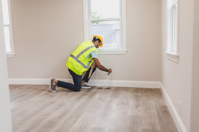 person with hard hat inspecting pulg in