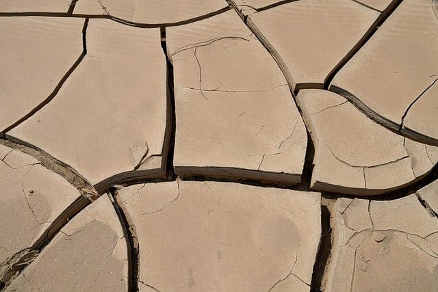 Dry cracking soil